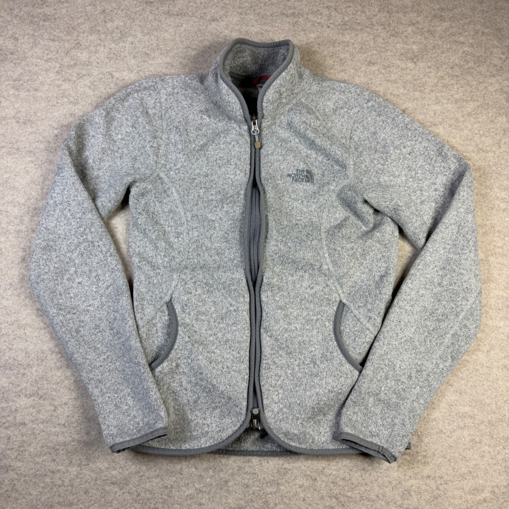 The North Face Womens Crescent Full Zip Fleece Jacket Grey XS Sweater Knit
